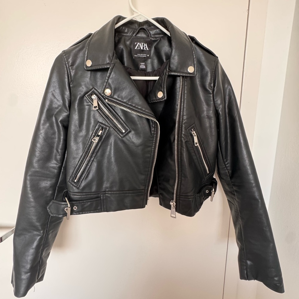 Zara Black Faux Leather Jacket